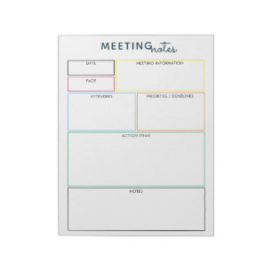 Colorful Meeting Notes Memo Planner-laptop Notitieblok