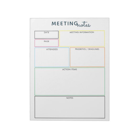 Colorful Meeting Notes Memo Planner-laptop Notitieblok (Linkerzijde)