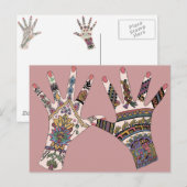 Colorful Mehndi hand Briefkaart (Voorkant / Achterkant)