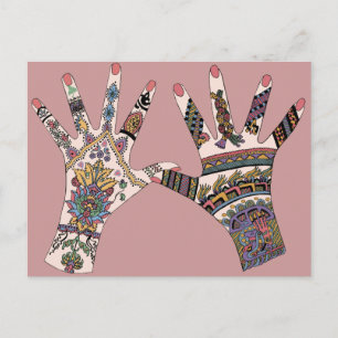 Colorful Mehndi hand Briefkaart