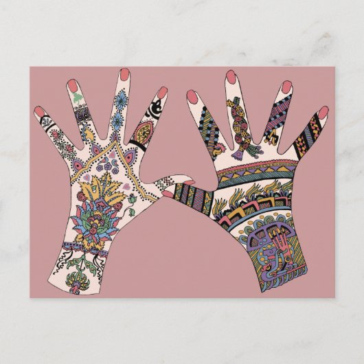 Colorful Mehndi hand Briefkaart (Voorkant)
