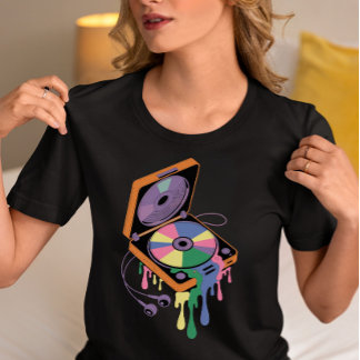 Colorful Melting Record Player Tri-Blend Shirt