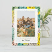 Colorful Memphis kerstfeestdag fotokaart Kaart (Staand voorkant)