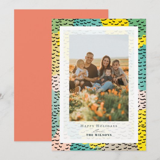 Colorful Memphis kerstfeestdag fotokaart Kaart (Voorkant / Achterkant)