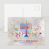 Colorful Menorah Swirl Ornament Happy Hanukkah Briefkaart (Voorkant / Achterkant)