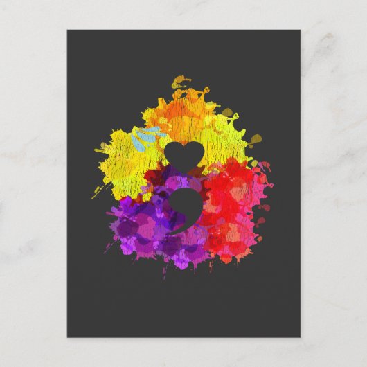 Colorful Mental Health Awareness Semicolon Briefkaart (Voorkant)