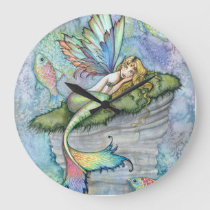 Colorful Mermaid and Carp Fish Fantasy Art Grote Klok
