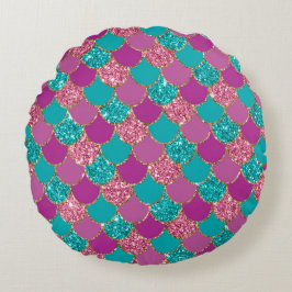 Colorful Mermaid Glitter Design Rond Kussen