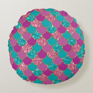 Colorful Mermaid Glitter Design Rond Kussen