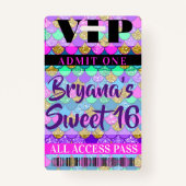 Colorful Mermaid Scales Party Sweet 16 VIP Pass Badge (Achterkant)