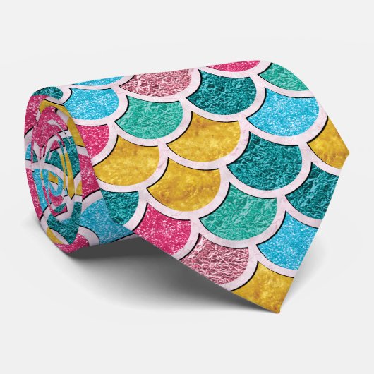 Colorful Mermaid Scales Stropdas (Opgerold)