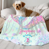 Colorful Mermaid second birthday Fleece Deken