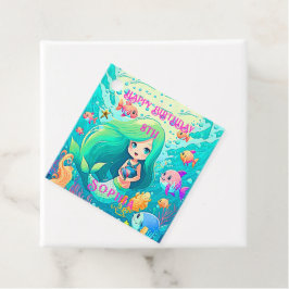 Colorful Mermaid Thleyed Happy Birthday Party Bedankjes Labels