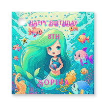 Colorful Mermaid Thleyed Happy Birthday Party