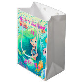 Colorful Mermaid Thleyed Happy Birthday Party Medium Cadeauzakje (Voorkant Gekanteld)