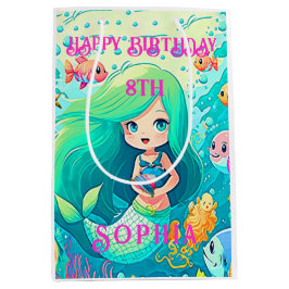 Colorful Mermaid Thleyed Happy Birthday Party Medium Cadeauzakje