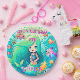 Colorful Mermaid Thleyed Happy Birthday Party Papieren Bordje