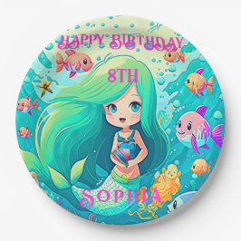 Colorful Mermaid Thleyed Happy Birthday Party Papieren Bordje