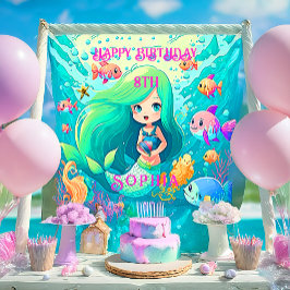 Colorful Mermaid Thleyed Happy Birthday Party Poster