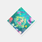 Colorful Mermaid Thleyed Happy Birthday Party Servet (Hoek)