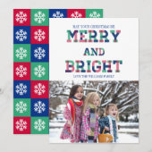 Colorful Merry and Bright kerstfotokaart Feestdagenkaart (Voorkant / Achterkant)