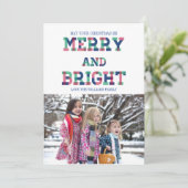 Colorful Merry and Bright kerstfotokaart Feestdagenkaart (Staand voorkant)