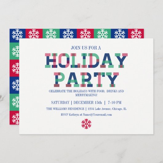 Colorful Merry and Bright Kerstmis nodigt Kaart ui (Voorkant / Achterkant)