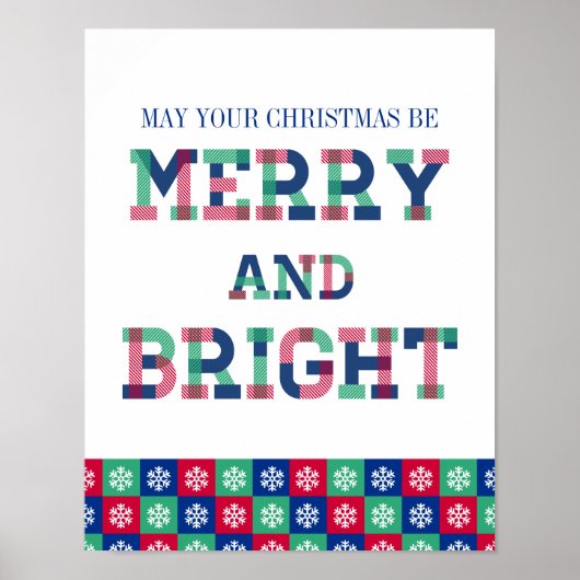 Colorful Merry and Bright Kerstmis Poster Sign. (Voorkant)