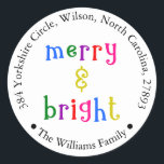 Colorful Merry & Bright Christmas Address Sticker<br><div class="desc">Colorful Merry & Bright Christmas Address Sticker</div>