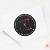 Colorful Merry & Bright Kerstadres Sticker (Envelop)