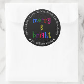 Colorful Merry & Bright Kerstadres Sticker (Tas)