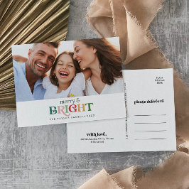 Colorful Merry & Bright Kerstmis Foto Feestdagenkaart