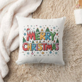 Colorful Merry Christmas Kids Cartoon Throw Pillow Kussen (Deken)