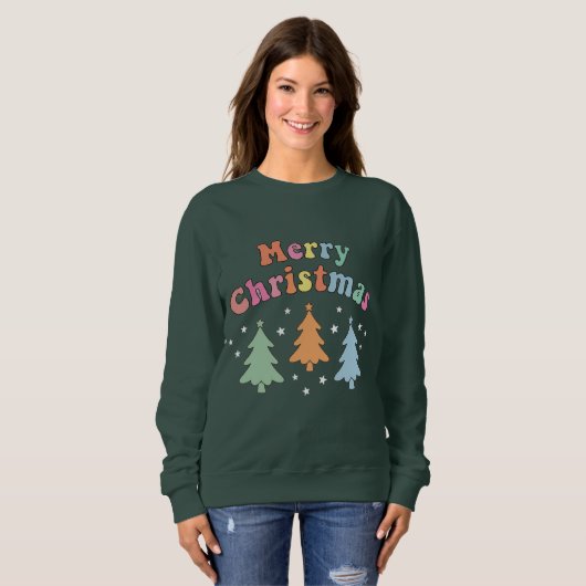 colorful Merry Christmas Tree Sweatshirt (Voorkant volledig)