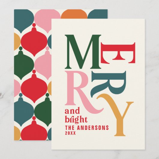 Colorful  merry chritsmas aankondiging (Voorkant / Achterkant)