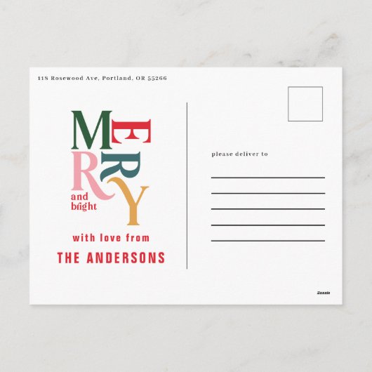 Colorful  merry chritsmas aankondiging (Achterkant)