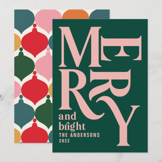 Colorful  merry chritsmas aankondiging (Voorkant / Achterkant)