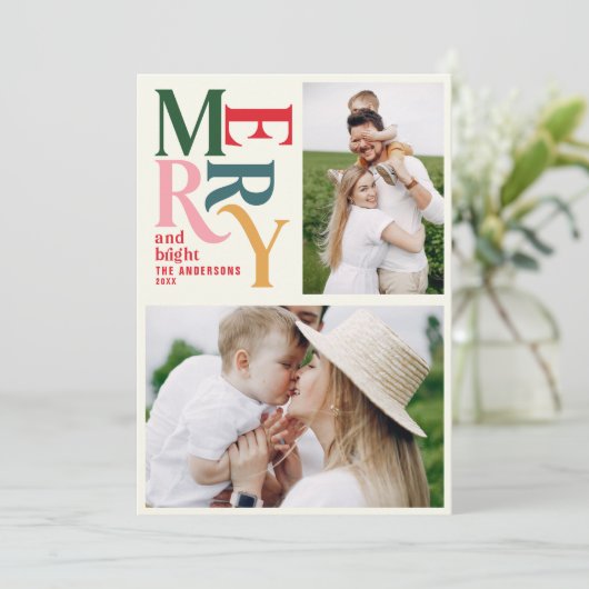 Colorful  merry chritsmas aankondiging (Staand voorkant)