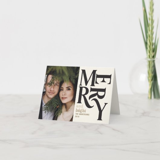 Colorful merry chritsmas foto aankondiging (Voorkant)