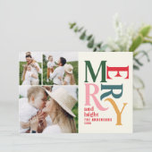 Colorful  merry chritsmas foto aankondiging (Staand voorkant)