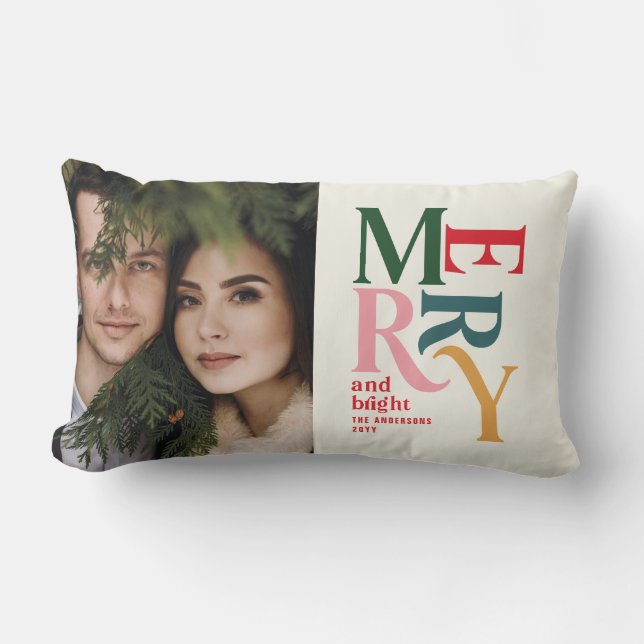 Colorful  merry chritsmas foto kussen (Voorkant)