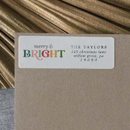 Colorful Merry en Bright kerst Etiket