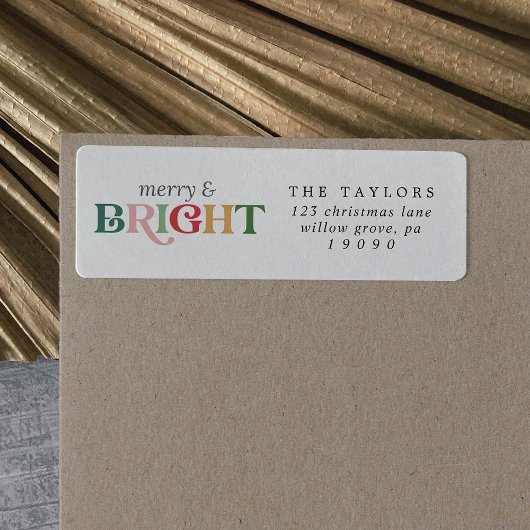 Colorful Merry en Bright kerst Etiket