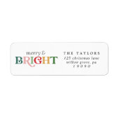 Colorful Merry en Bright kerst Etiket (Voorkant)