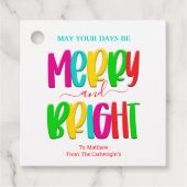 Colorful Merry en Bright kerstcadeautjes Bedankjes Labels (Voorkant)