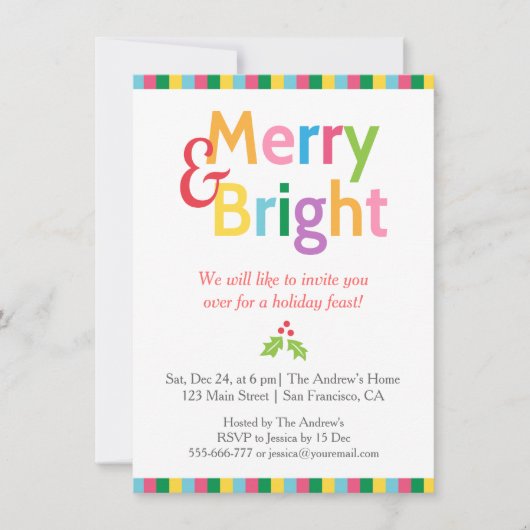 Colorful Merry en Bright Kerstfeest Kaart (Voorkant)