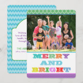 Colorful Merry en Bright kerstkaart (Voorkant / Achterkant)