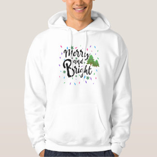 Colorful Merry en Bright Kerstmis Typografie Hoodie