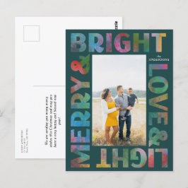 Colorful Merry en Bright Love and Light Holiday Briefkaart