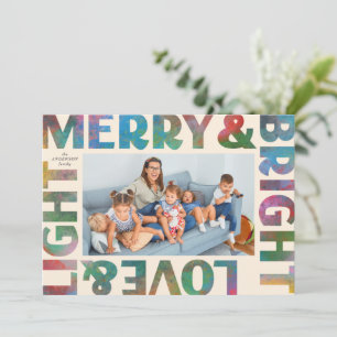 Colorful Merry en Bright Love and Light Holiday Feestdagenkaart